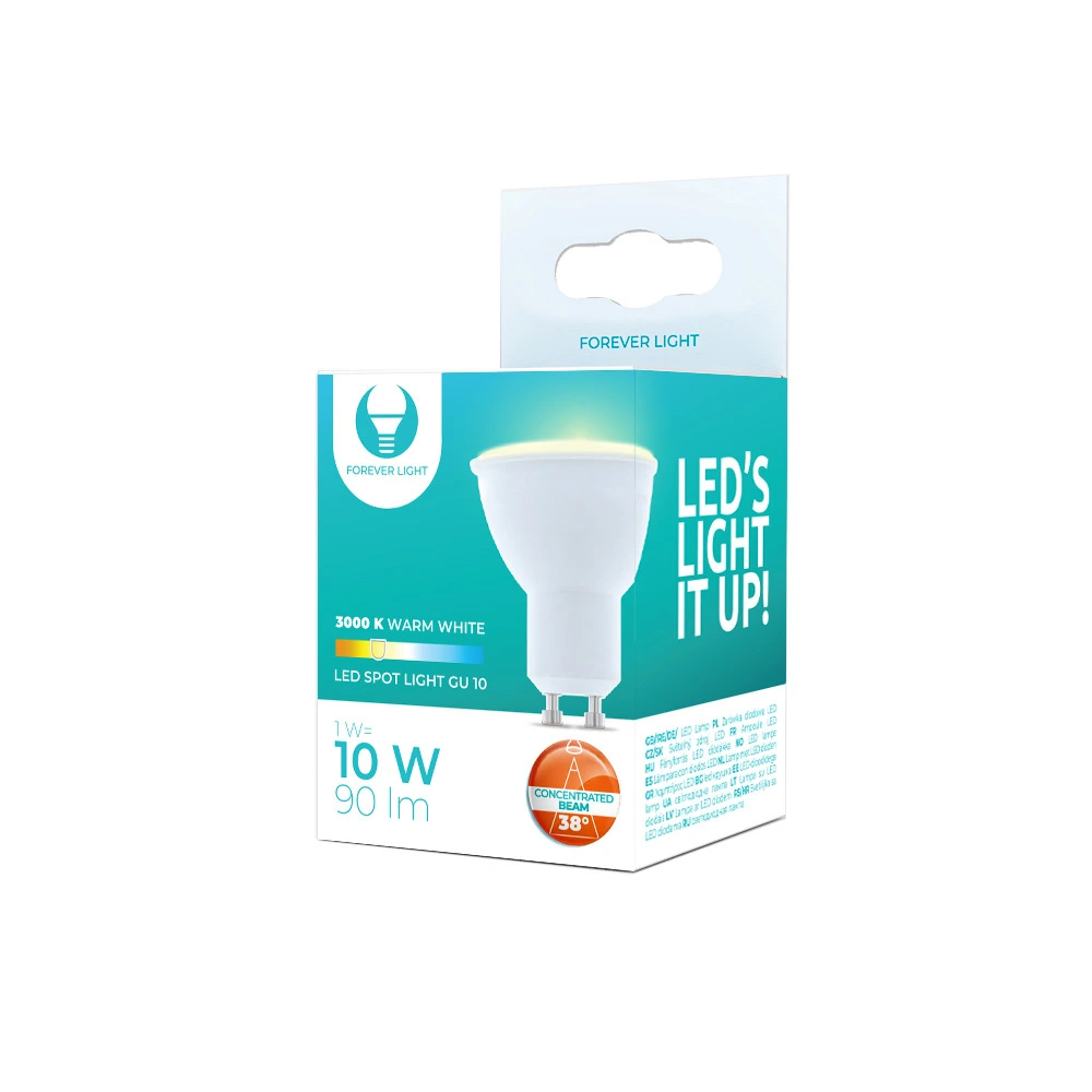 1W LED bulb, GU10, 230V, 3000K, 90lm, Forever Light