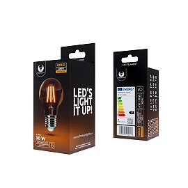 LED filamenta spuldze E27 A60 4W, 2200K, 400lm, zelta (Forever Light)