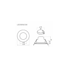 BONO-R recessed LED downlight 5W 330lm 3000K IP65/20 black (GreenLUX)