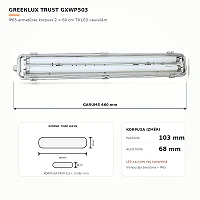 TRUST IP65 fitting body for 2×60 cm single-ended T8 LED tubes, tubes excluded (GreenLUX GXWP503)