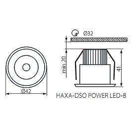 Iebūvējams gaismeklis "HAXA-DSO", 1W PowerLED modulis, alumīnijs
