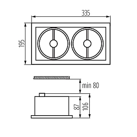 Iebūvējams gaismeklis MATEO AR111/G53 2 x max. 50W, alu