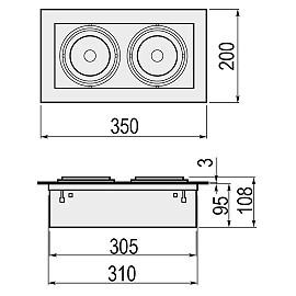 Iebūvējams gaismeklis MATEO AR111/G53 2 x max. 50W, alu