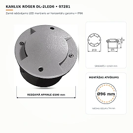 ROGER DL-2LED6 recessed ground marker 1 W, horizontal light, IP66 (Kanlux 07281)