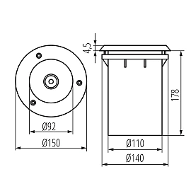 Kanlux XARD DL-40 zemē iebūvējamais gaismeklis, E27, IP67