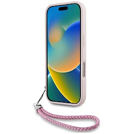 Karl Lagerfeld Quilted PU Initial Logo & Chain Strap Case for iPhone 16 Pro Max – Pink