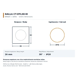 Iebūvējams gaismeklis DALLA kvadrātveida, Gx5.3, IP20, balts/melns (Kanlux)