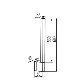 YALTE S 06 LED facade light, 8W, 370lm, 4000K, 600 mm, IP54, black (Kanlux)