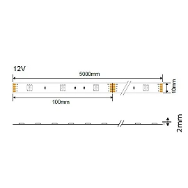 RGB LED Strip 5050, 12V, 14.4W/m, IP20, without moisture protection