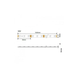 RGB LED Strip 5050, 12V, 14.4W/m, IP54
