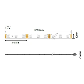 LED Strip 5050, 12V, 14.4W/m, 2700K, IP20, without moisture protection