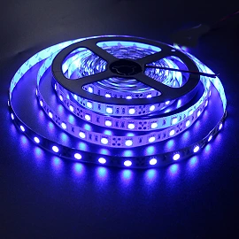 LED sloksne - lenta 5050 SMD, 60 diodes/metrā, 14.4W/m, IP20, RGB (viena krāsa)