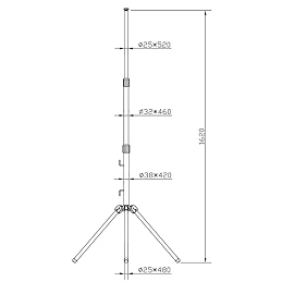 Floodlight stand with telescopic base - 1620mm