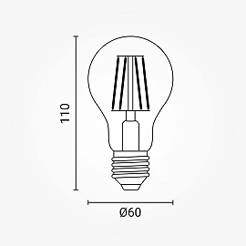 LED Filament Bulb A60 E27, 8W, 810lm, 2700K