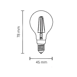 4W Optonica FILAMENT E14 LED round shaped bulb, 400 lm, WW - SP1479
