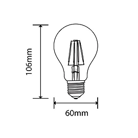 4W A60 Filament LED bulb, E27, 470Lm, 2800K, 300°