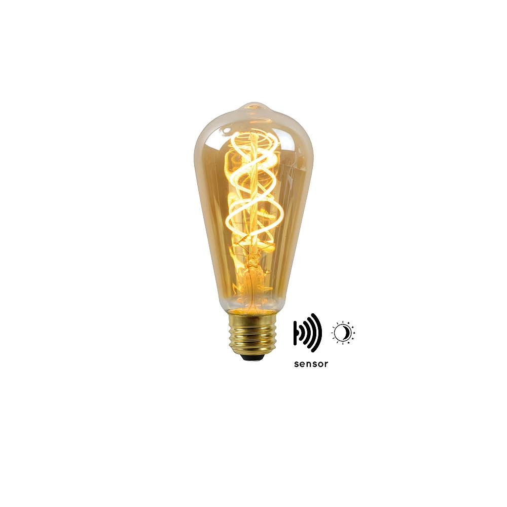 4W, E27, LED Filament outdoor bulb "AMBER", with twilight sensor, 230LM, 2200K - 49034-04-62 (Lucide)