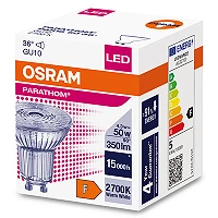 4.3W, GU10, LED spot, 827 (30W) 2700K 350lm 36° - LEDVANCE