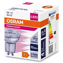 4.3W, GU10, LED spot, 827 (30W) 2700K 350lm 36° - LEDVANCE