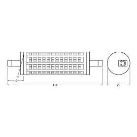 R7S LED spuldze 2452lm 118.0mm 19W 2700K Osram