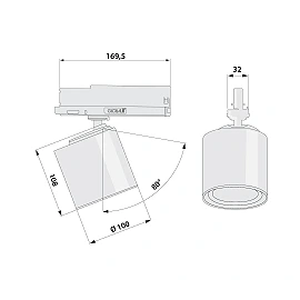 CAFETERIA 3F LED sliežu prožektors 33,7 W 4000K 4170 lm 36° melns (LIVAL)
