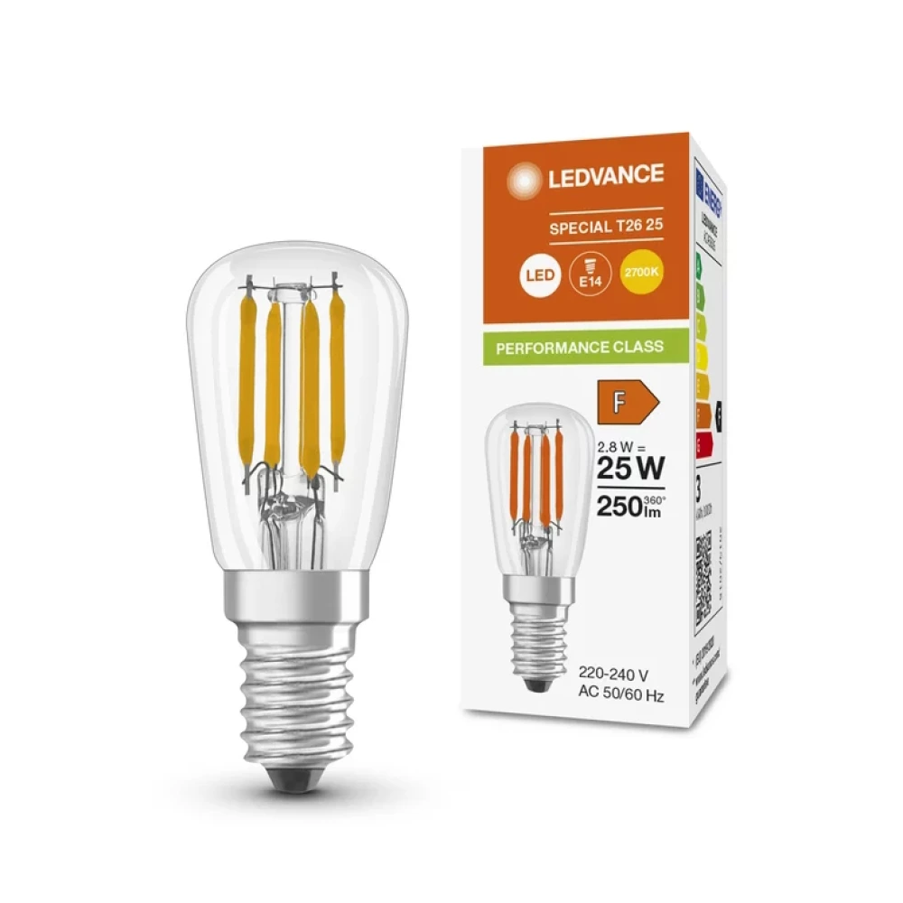 2.8W FILAMENT E14 T26 LED bulb, warm white - 2700K, 250 lm, Ledvance
