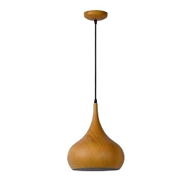 WOODY pendant light Ø30 cm, 1xE27, wood finish (LUCIDE)