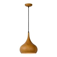 WOODY pendant light Ø30 cm, 1xE27, wood finish (LUCIDE)