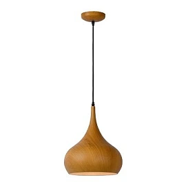 WOODY pendant light Ø30 cm, 1xE27, wood finish (LUCIDE)