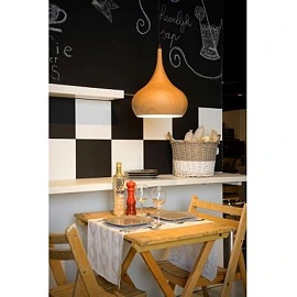 WOODY pendant light Ø30 cm, 1xE27, wood finish (LUCIDE)