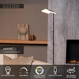 AARON floor reading lamp LED 1x12 W 2700-4000K black (Lucide)
