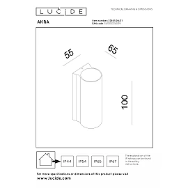 AKRA LED outdoor wall light 1 x 6 W 2700K white (Lucide)