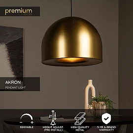 AKRON Pendant light Ø50 cm Premium E27 matt gold / brass (Lucide)