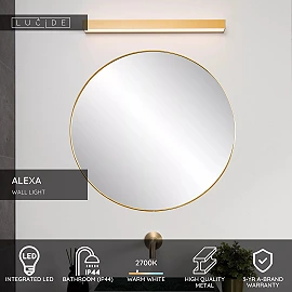 ALEXA bathroom LED wall light 1 x 8 W 2700K IP44 matt gold/brass (Lucide)