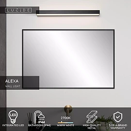 ALEXA Bathroom wall/mirror light 1x8W Integrated LED IP44 Black (Lucide)