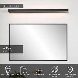 ALEXA bathroom LED wall light 13 W 2700K IP44 black (Lucide)