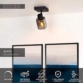 ALION griestu prožektors 1xE14 25W melna (Lucide)
