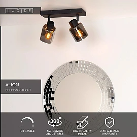 ALION griestu prožektors 2xE14 25W melna (Lucide)