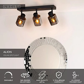 ALION griestu prožektors 3xE14 25W melna (Lucide)