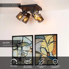 ALION griestu prožektors 4xE14 25W melna (Lucide)