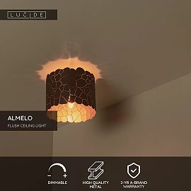 ALMELO Flush ceiling light Ø25.5 cm 1xE27 black (Lucide)