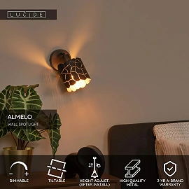 ALMELO Wall spotlight Ø12 cm 1xE14 black (Lucide)