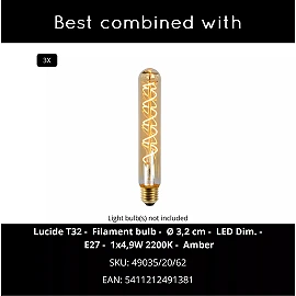 ALMELO Pendant light 3xE27 black (Lucide)