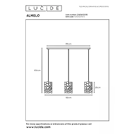 ALMELO Pendant light 3xE27 black (Lucide)