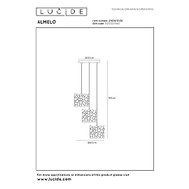 ALMELO Pendant light 3xE27 black (Lucide)