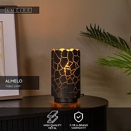 ALMELO Table lamp Ø15 cm 1xE27 black (Lucide)