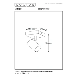 AMIGO ceiling spotlight 1xGU10 white (Lucide)