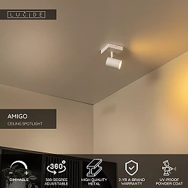 AMIGO ceiling spotlight 1xGU10 white (Lucide)