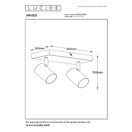 AMIGO ceiling spotlight 2xGU10 black (Lucide)