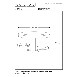 ANAKA flush ceiling light Ø30 cm 3xE27 black (Lucide)